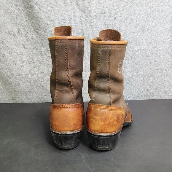 Vintage Abilene Boots Brown Leather Kiltie Packer Embroidered Aztec Size 5.5 - Picture 12 of 14